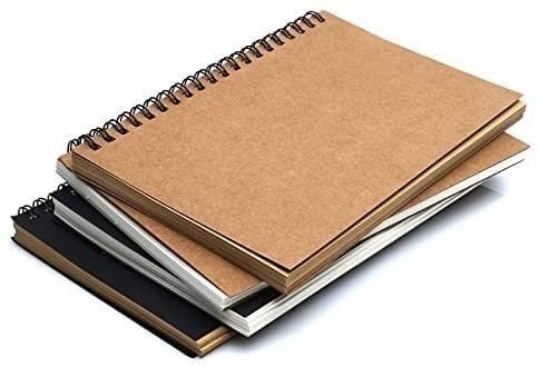 AMYSTY Cuaderno Libreta Escuela 4 Piezas De Color Aleatorio Retro Espiral Encuadernado En Espiral Libro De Bocetos Cuaderno En Blanco Papel Kraft for Bocetos Cuaderno Empresarial