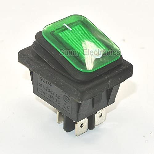 1 interruttore a bilanciere Rleil Rl2 (P) impermeabile IP65 on/off, per barca, auto, resistente, colore verde