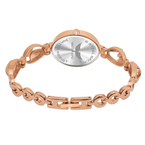 Image of WHITE BIRD Premium Quartz Analog Champagne Oval Dial Stainless Steel Strap Watch for Women