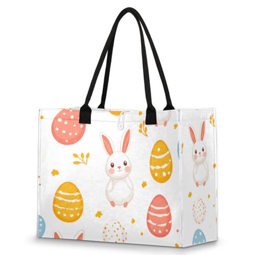 Rabbit Eggs Tote Bag for Women Large Beach Bag Reusable Tote Bags for Work Travel Beach Shopping
