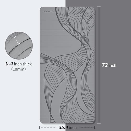 Image of PAIDU Large Yoga Mat 72 inchx36 inchx10mm Non-Slip Exercise Mat for Home Gym Studio