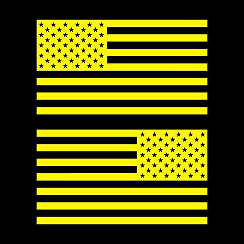 Image of American US Flag [Pick Color /Size] Vinyl Decal Sticker for Laptop /Car /Truck /Window /Bumper (3.5in Subdued Pair, Matte Yellow)