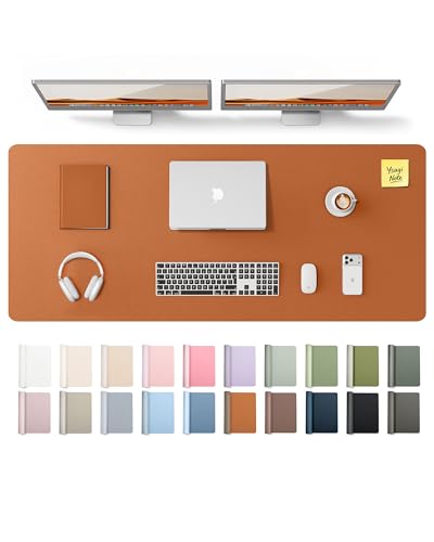 Image of YSAGi Leather Desk Pad Protector, Office Desk Mat, Large Mouse Pad, Non-Slip PU Leather Desk Blotter, Laptop Desk Pad, Waterproof Desk Writing Pad for Office and Home (Brown,55 inch x 17.2 inch)
