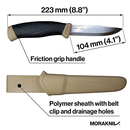 Morakniv Companion Fixed Outdoor Knife with Sandvik Stainless Steel Blade, Desert Tan, 4.1" by Morakniv - Used condition - Image 3