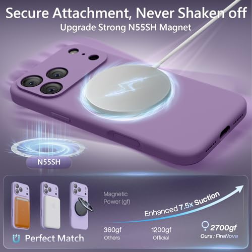 Image of FireNova Magnetic for iPhone 17 Pro Case, Compatible with MagSafe, [Integrated Silicone Camera Control Button] [Camera Protection] Anti-Scratch Microfiber Lining Phone Case, 6.3 inch, Light Purple