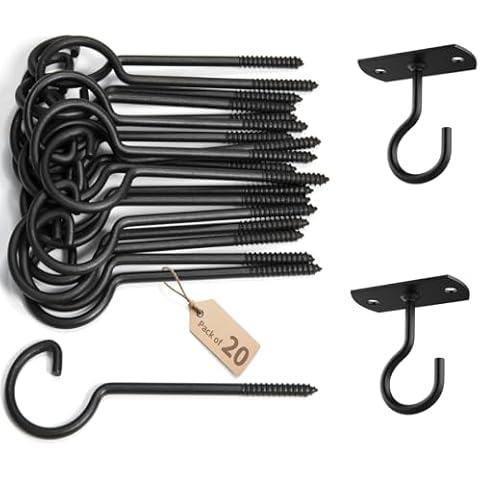 ASZUNE Ceiling Hooks 2.5in 2Pcs and Screw Hooks 6in 20Pcs Cover