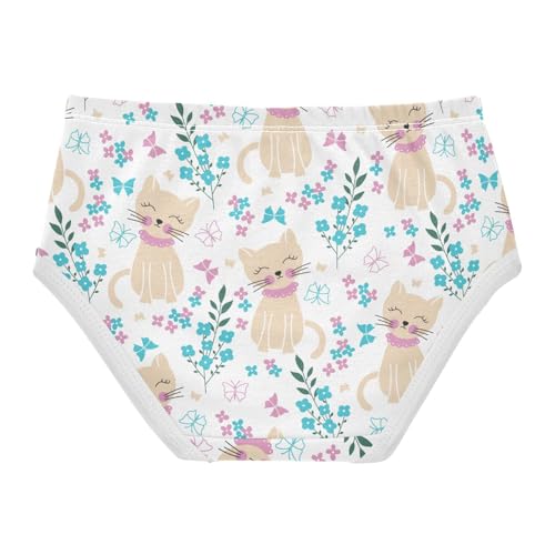 Wusikd Cute Funny Cats Girls' Underwear Cotton Flowers Cartoon Girls Briefs Soft Toddler Underwear 3T2