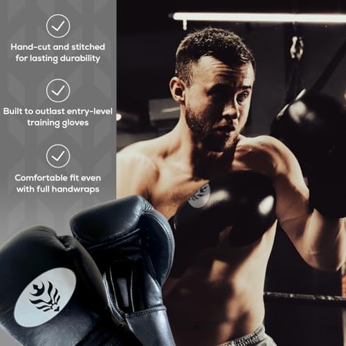 Image of Benavidez Hook-and-Loop Mexican Leather Boxing Gloves - Triple-Density Gel Padding, Pre-Broken-in Fit, 3-in Wrist-Lock All-Purpose Training & Sparring - 14 oz