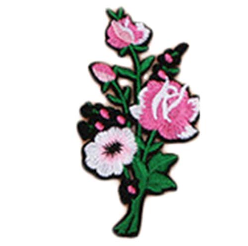 Ricamo ferro su patch rosa fiore applique ferro su adesivi