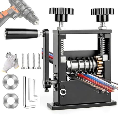 Image of Wire Stripper Machine 6-in-1 Wire Stripping Tool with Hand Crank, 6 Channels & 5 Blades for 0.06 inch-0.65 inch (3-17mm) Scrap Copper Wire Peeler & Recycling (BLACK)