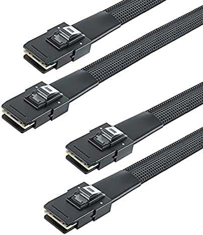 10Gtek 6G Internal Mini SAS 36pin SFF-8087 Male to 4X SATA 7pin Female Fan-Out Cable with Shrapnel, 0.5-m (1.6ft)