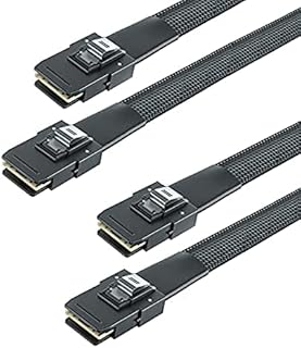 10Gtek 6G Internal Mini SAS 36pin SFF-8087 Male to 4X SATA 7pin Female Fan-Out Cable with Shrapnel, 0.5-m (1.6ft)