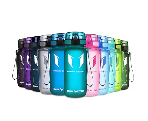 Super Sparrow Trinkflasche - Tritan Wasserflasche - 350ml - BPA-frei - Ideale Sportflasche - Schnelle Wasserdurchfluss, Flip Top, öffnet Sich mit 1-Click