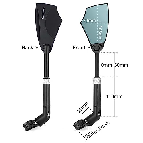 Real Glass Bicycle Mirror - Stretchy, Shockproof, HD, 360° Swivelling, Foldable for E-Bike & MTB Road Bikes - 20-23 mm - Image 2