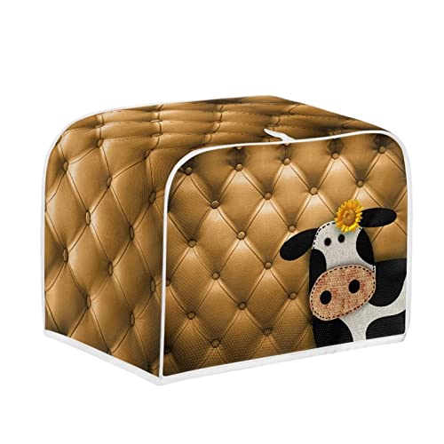 Image of Talayituse Cow Sunflower Print 4 Slice Toaster Covers Dust Protection Bread Maker Covers Toaster Oven Cloth Cover Kitchen Accessories Washable Appliance Cover