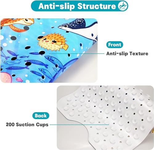 Bingobang Bathtub Mats Non Slip Extra Long Bath Shower Tub Mat 100 x 40cm with Suction Cup, Anti-Mould Drain Holes - Image 3