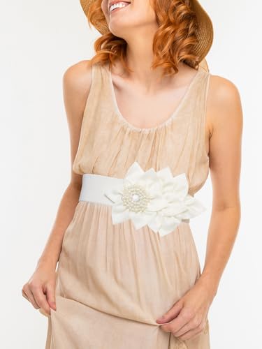 TeeYee Womens Elastic Big Décor Flowers Belt Wide Stretch Adjustable Fashion Waist Belt2