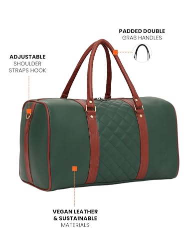 FUR JADEN Store Fur Jaden Vegan Leather 30L Green Duffle Bag - Image 4