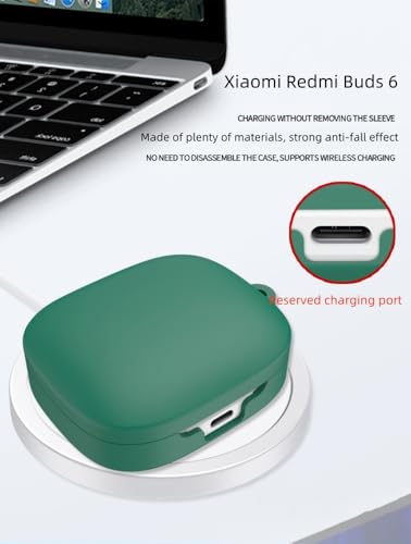FTRONGRT Etui kompatybilne z Xiaomi Redmi Buds 6, odporne na zarysowania, wstrząsy, silikonowe etui kompatybilne ze słuchawkami Bluetooth Xiaomi Redmi Buds 6. Białe