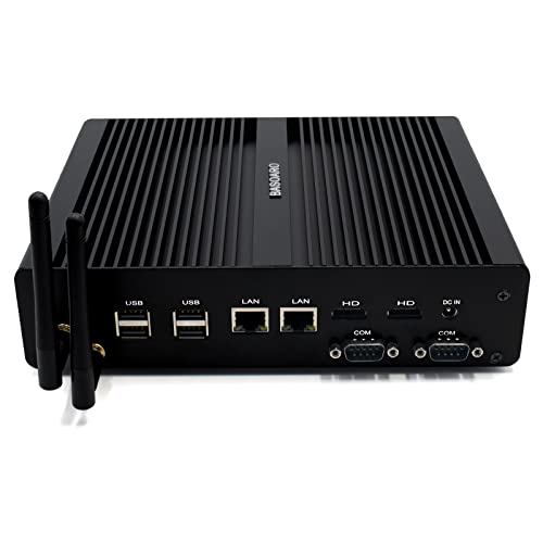 BASOARO Mini PC i7, Industrie Mini PC, Dual Core i7 5500u, 8G RAM 128G SSD, 2 RS232 COM Port, Dual HDMI, Dual LAN, 4 USB2.0, 4 USB3.0, BT, WiFi, Metallgehäuse