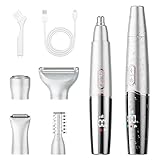 Intimrasierer für Frauen, Epilierer Damen 5 in 1, Rasierer Damen mit Digitalanzeige, Wasserdicht nach IPX7, USB-Aufladbar, für Gesicht, Achselhöhlen, Arme und Bikinizone (Weiß)