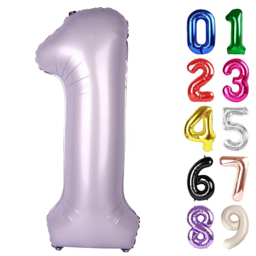 1 Balloon - Lilac Birthday Number Balloons, 40 Inch Decorations Men Women