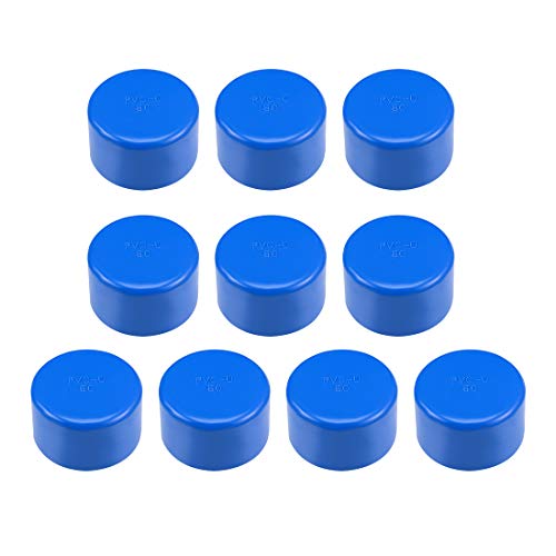 sourcing map - Tapa de tubo de PVC (50 mm, 50 mm, tapón de desagüe DWV(drenaje de residuos), color azul