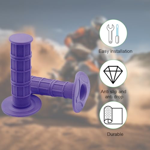 Image of BELOMI Motorcycle Hand Grips, 2PCS 7 /8 inch 22mm 24mm Non-Slip Soft Rubber Handlebars, Comfortable Motorbikes Handle Replacement Protection Accessories, Universal for Dirt Bike, Off Road, ATV(Purple)