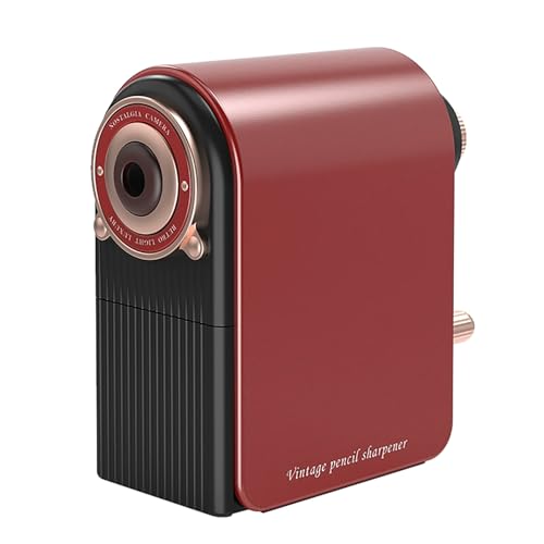 Sacapuntas manual de manivela para niños, sacapuntas para el aula, para lápices de 6,5 a 8 mm, placa espiral más fuerte, adecuado para estudiantes, artistas, adultos, niños (rojo)