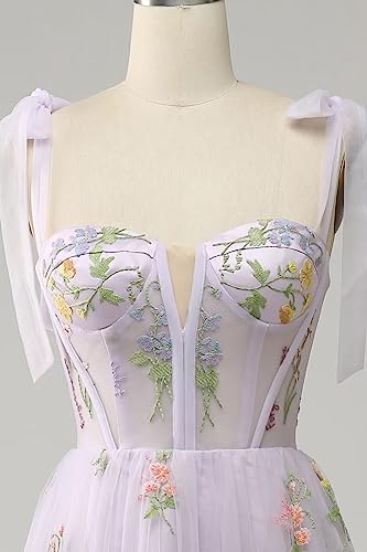 Homecoming Dresses for Teens 2023 Tulle Puffy Flower Embroidery Tea Length Corest Prom Formal Evening Party Gowns3