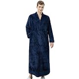 Dizadec Men's Zip Up Fleece Robe Warm Loose Sherpa Bathrobe Long Housecoat Sleepwear Nightgown
