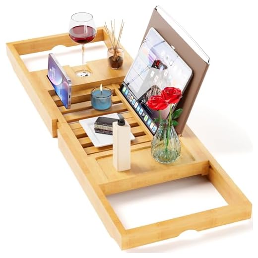 Yirilan Bathtub Trays for Tub,Bath Tray, Foldable Bathtub Caddy,Bamboo
