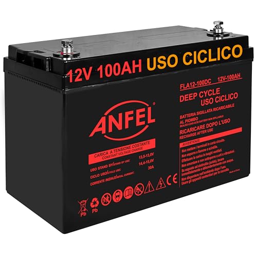 Batteria 12V 100Ah CICLICA Ricaricabile AGM Deep Cycle Solare Camper Barca Nautica UPS Sicurezza Veicoli Elettrici Impianti fotovoltaici SCARICA LENTA
