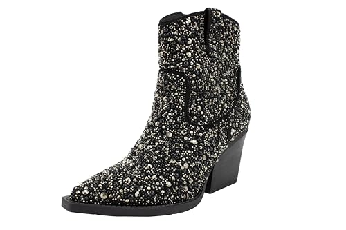 Very G Women’s Kady Pearl Boots | Cowboy Boot for Women with Glitter Accents | Durable, Comfortable, Stylish Shiny Ankle Booties with 3 1/4