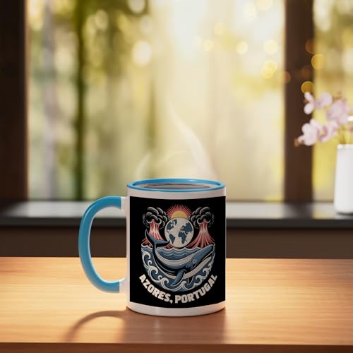 Taza de cerámica souvenir Azores Portugal azul/blanco miniatura 3