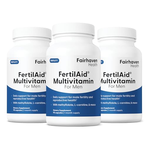 Image of Fairhaven Health 3 Month Supply FertilAid for Men Prenatal Male Fertility Supplement | Count and Motility Support Pre Conception for Him | Fertility Support Includes, Zinc, and Folate | 90 Capsules
