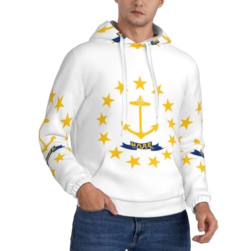 Pull à capuche Rhode Island pour homme, sweat chaud col rond S-4X