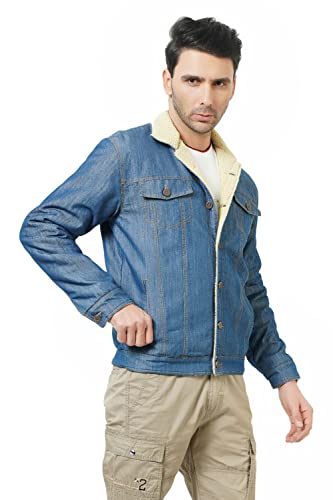 Image of Men's Winter Wear Sherpa Blue Denim Jacket