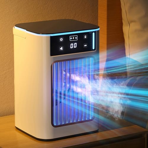 Ventilateur de climatisation portable USB compact avec éclairage LED 7 couleurs - 4