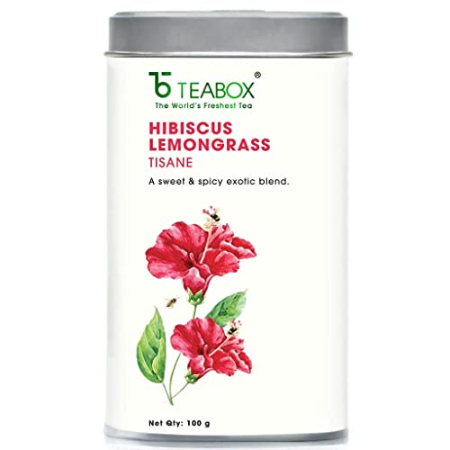Image of Teabox Hibiscus Lemongrass Tisane 100g | Caffeine-Free Herbal Tea | Refreshing Hibiscus & Citrus Blend | Delicious Hot or Iced