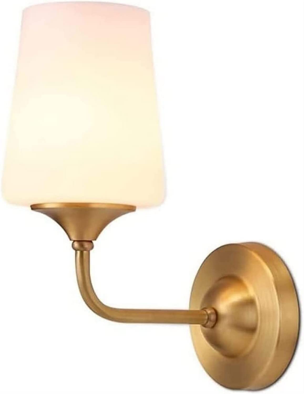 IVEKYKIBC Wall Sconces Light Retro Gold Copper Lamp European White Glass Luxurious 1 Indoor Sconce Compatible with Villa Living Room Corridor Bedroom Bedside E27 Lantern De
