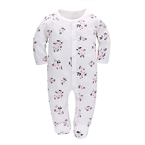 LAT 3 Pcs Infant Girls Boys Footie Onesies Sleeper Newborn Cotton Sleepwear Outfits3
