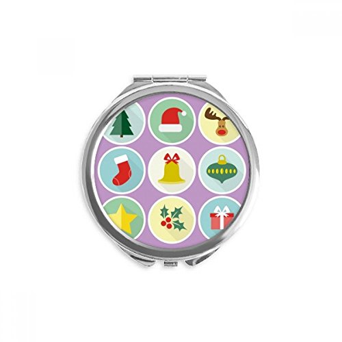Miroir de poche portable à la main arbre de Noël vert pour sac de voyage