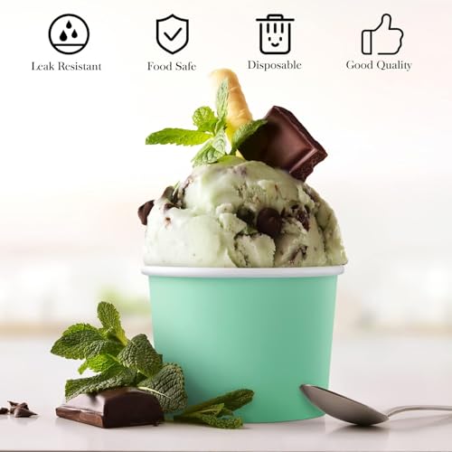 Image of Ruisita 50 Pack Disposable Bowls with Lids 8 oz Paper Cups Ice Cream Containers with Lids Leak-proof Soup Bowls Dessert Sundae Cups Cold or Hot Food for Birthday Picnic School Party Supplies, Pastel