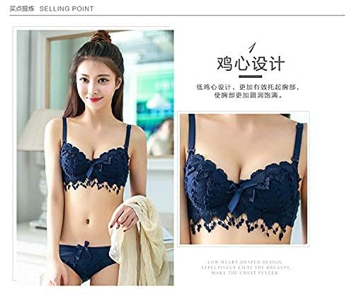 Image of Brachy Women Elegant Lace Push Up Bra Panty Set Bridal Set Underwired Lingerie Set for Women Solid Padded Set Honeymoon Bikini Set