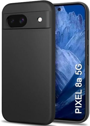 TheGiftKart Sleek Back Cover Case for Google Pixel 8A | Slim Fit Protective Design | Ultra Matte Finish | Camera Protection Bump | Soft Silicon Case Cover for Pixel 8A (Silicone, Black)