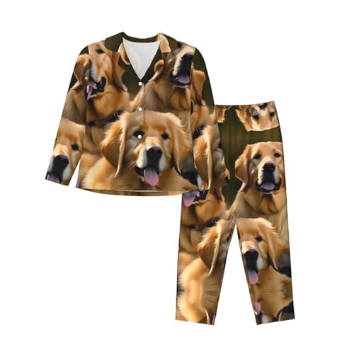 Pyjama Golden Retriever EdWal pour femme ensemble manches longues