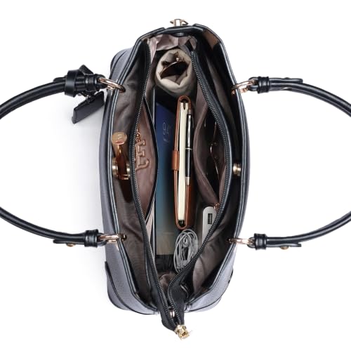 Image of EXOTIC Premium Caramel Edge Structured Handbag for Women | Dual Tone Satchel Bag | Multi-Compartment | Top Handle with Adjustable Sling Strap | Textured PU Leather