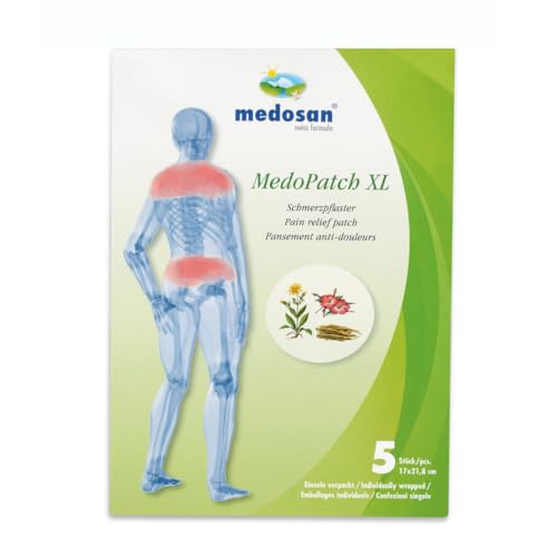 Medopatch Schmerzpflaster XL mit natürlichen Wirkstoffen wie Teufelskralle, Weihrauch, Arnika und Silberweide, hypoallergen, geruchsneutral, 5er Pack