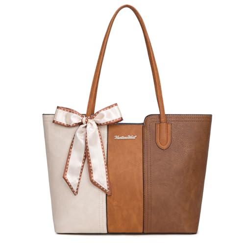 Montana West Tote Bags for Women Medium Top Handle Satchel Purses Large Shoulder Handbag Hobo Bags MWC-B323BG-BR